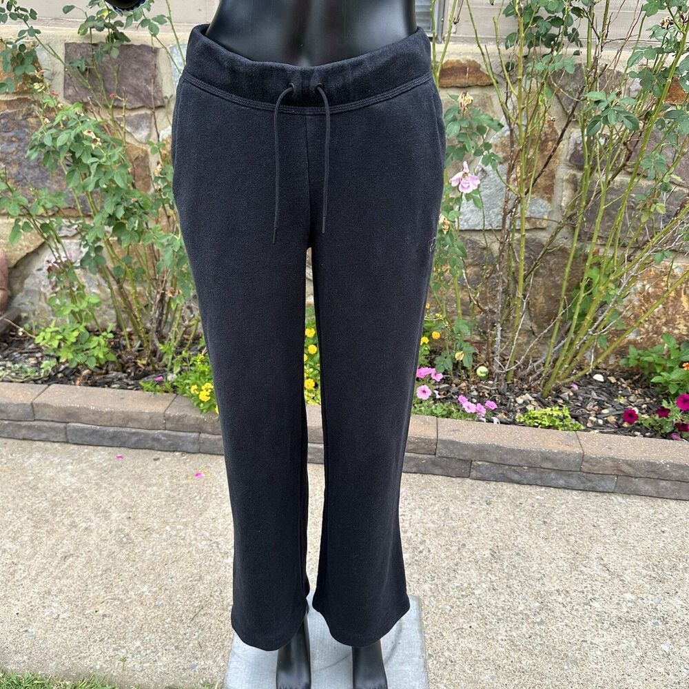 Nike Sweatpants Womens Small Black Drawstring Fleece Pockets Wide Leg‎